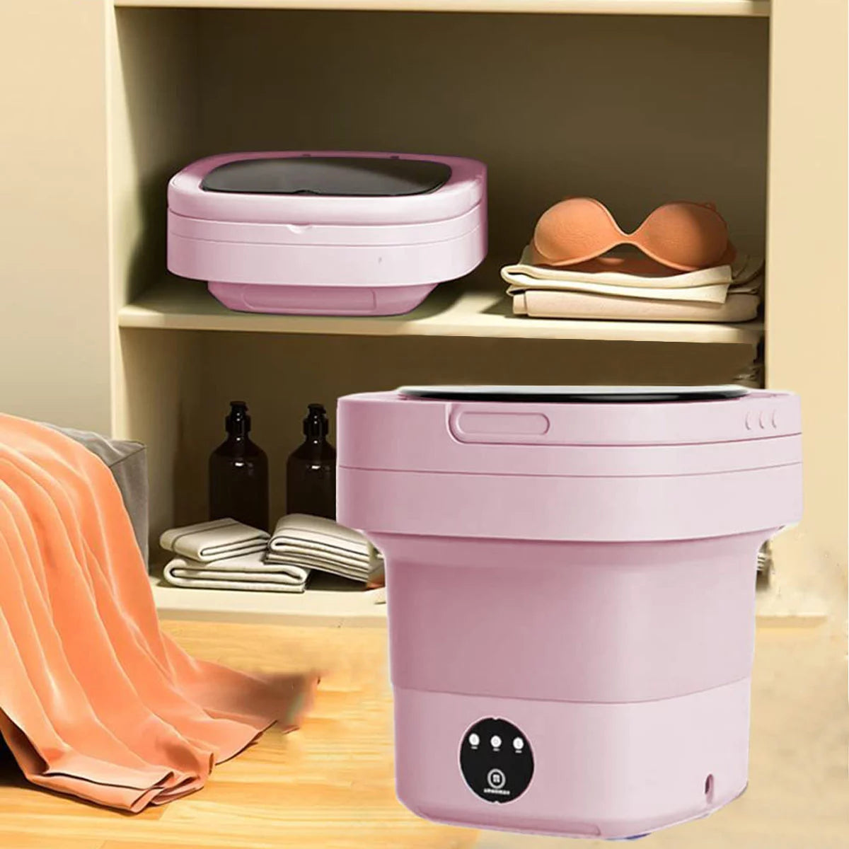 Foldable Portable Mini Washing Machine with Drain Basket W56828