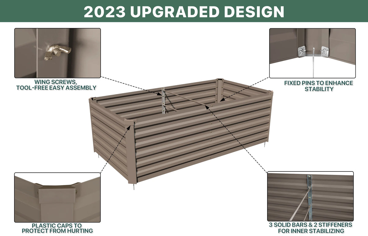 Galvanized Steel Raised Garden Bed 6x3x2 ft Brown K596879