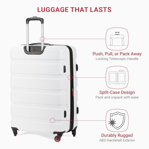 Hardside Expandable Luggage with Spinner Wheels, White, Carry-On 19-Inch N105