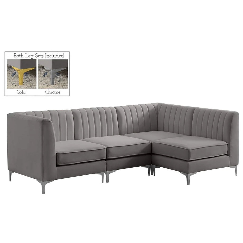 Grey Velvet Modular Sectional B571261