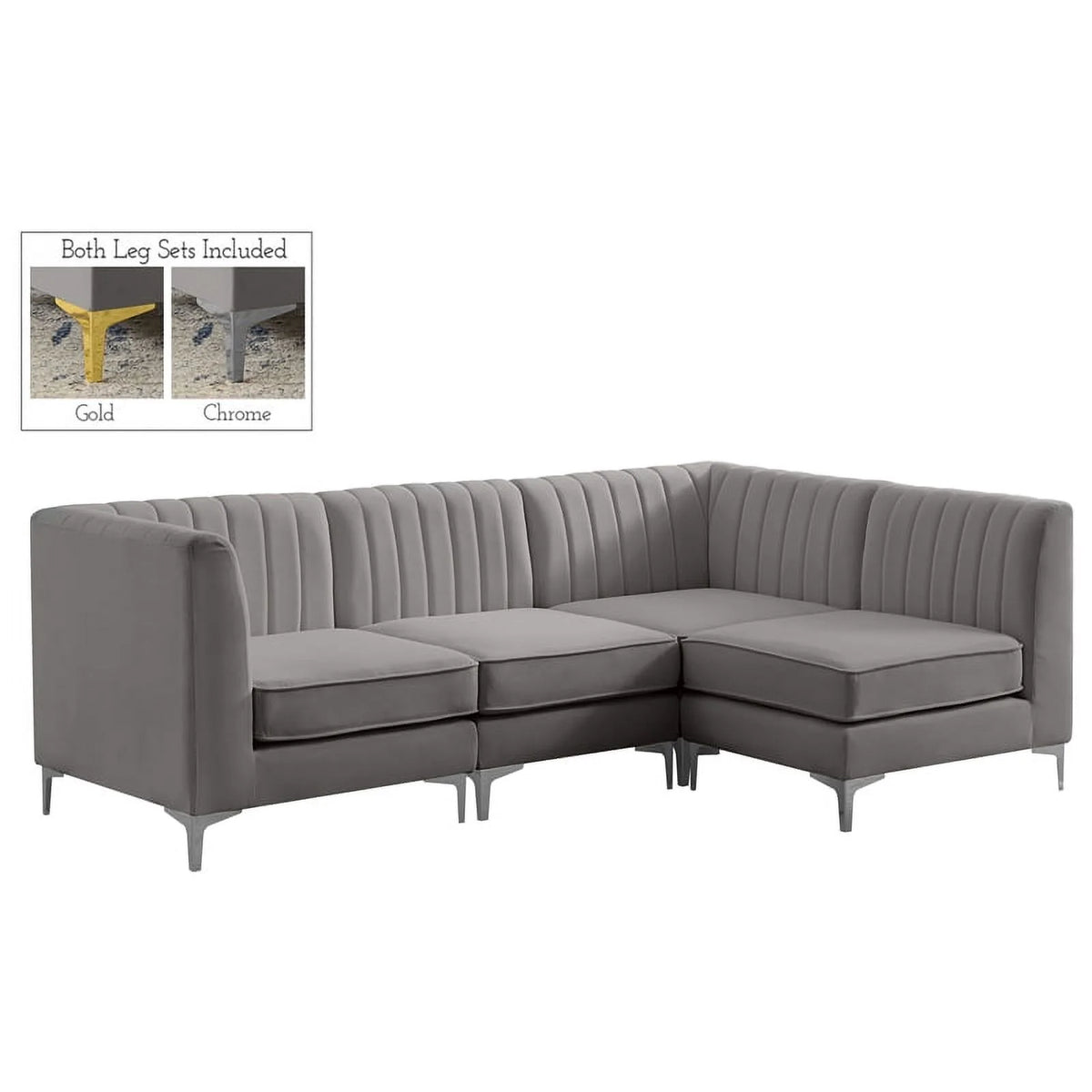 Grey Velvet Modular Sectional B571261