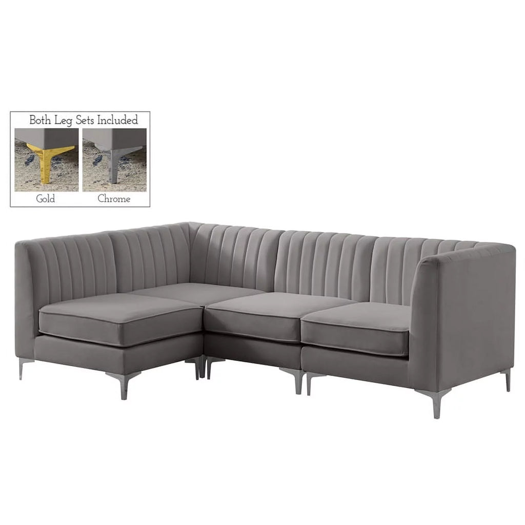Grey Velvet Modular Sectional B571261