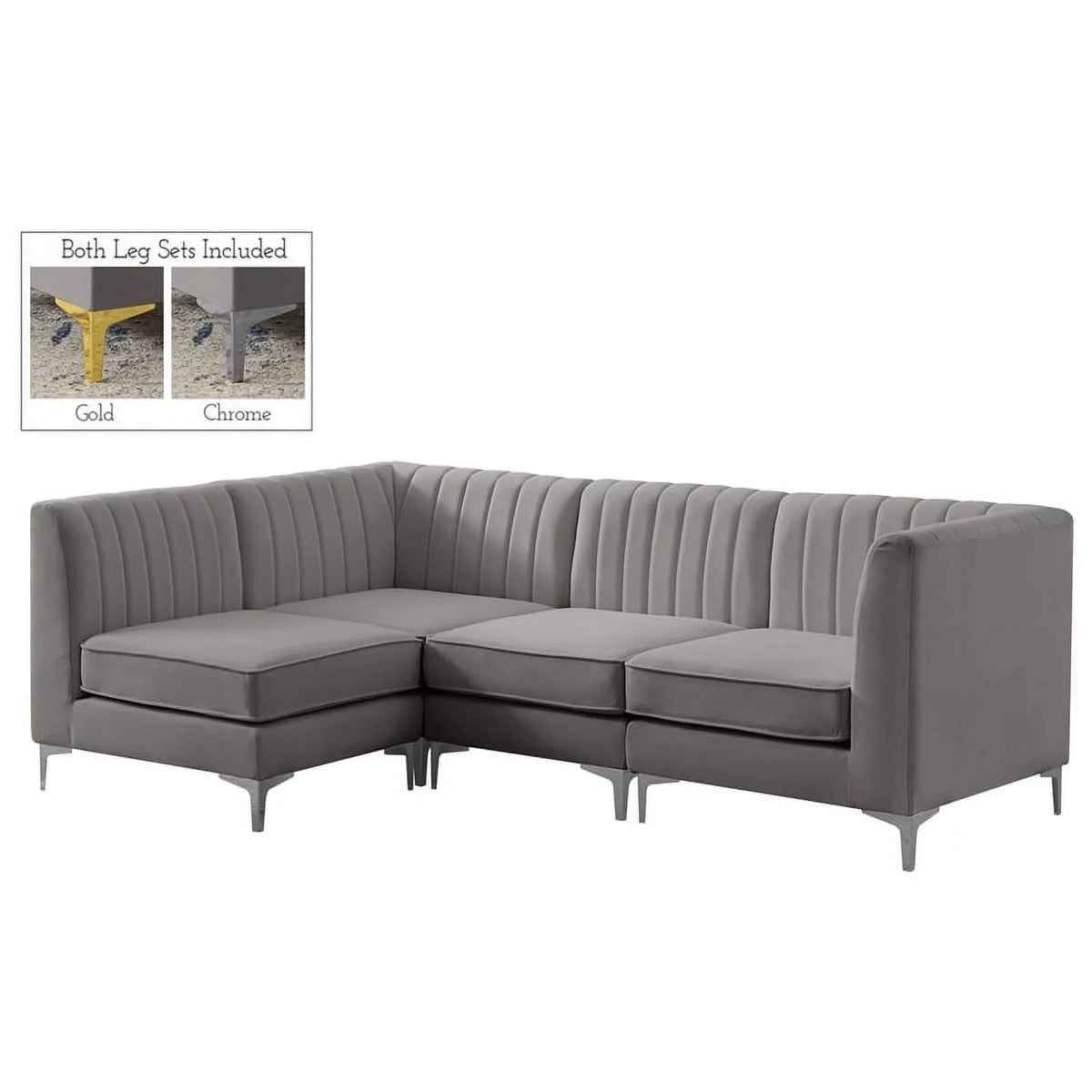 Grey Velvet Modular Sectional B571261