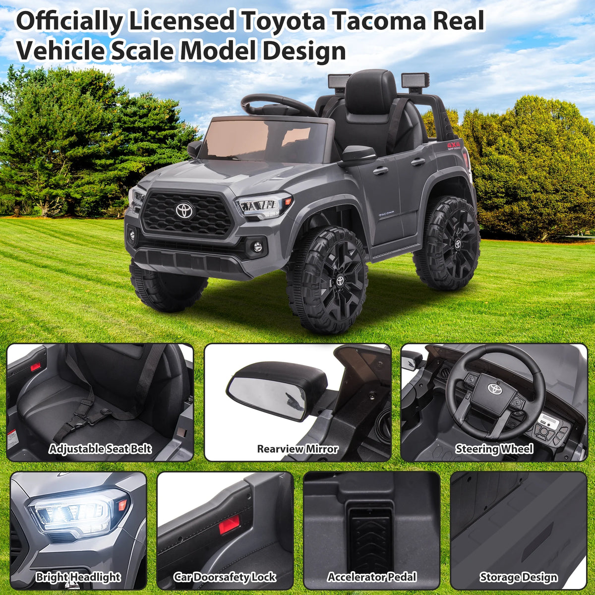 12V Battery Powered Ride on Truck with Remote Control, Gray I920377