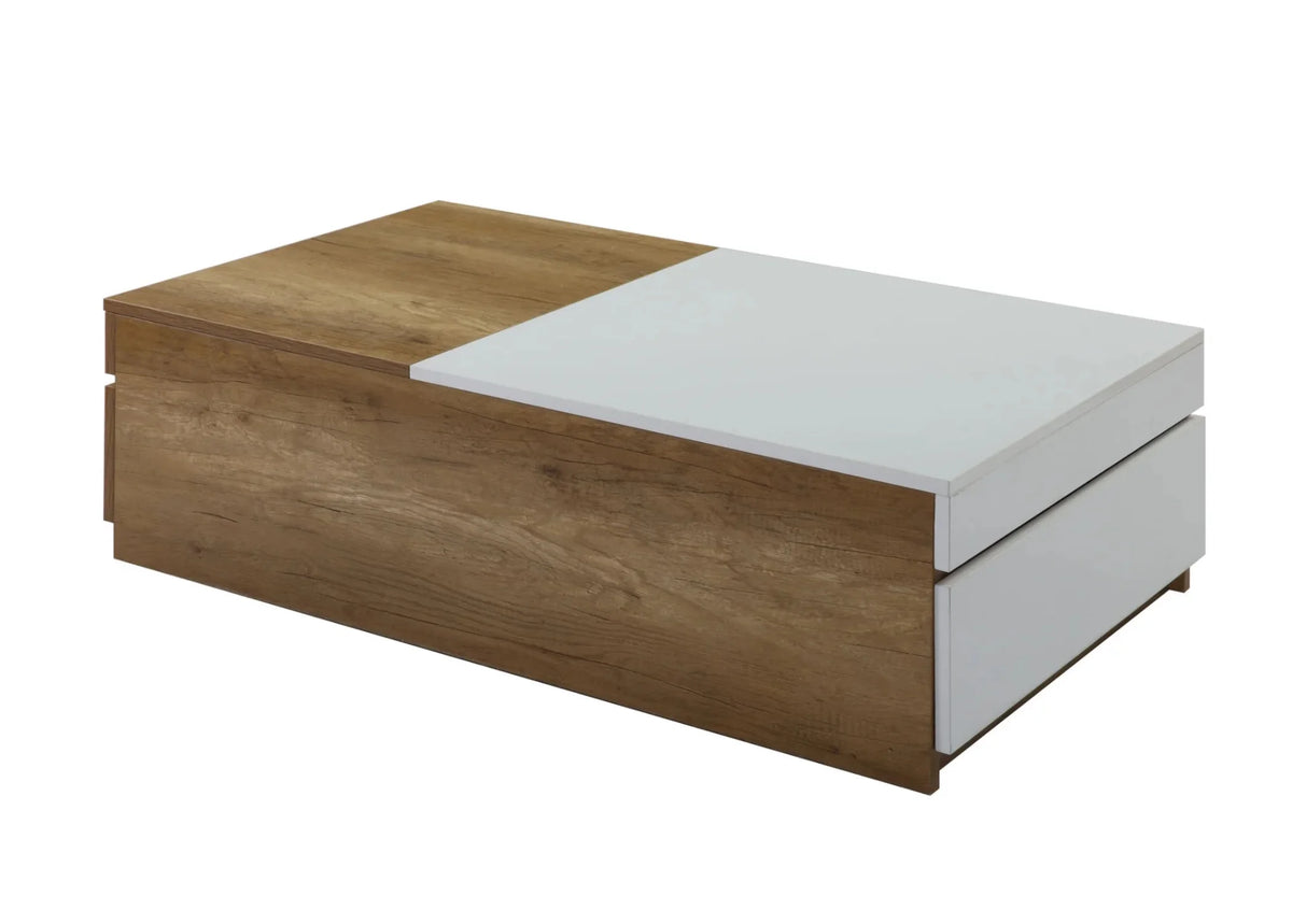 Oak White 2 Drawer Rectangular Coffee Table R715