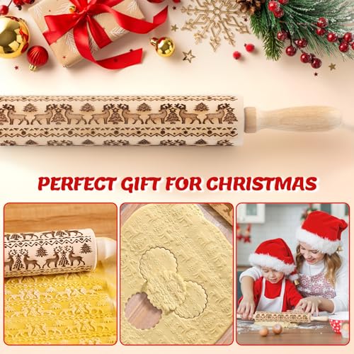 Wooden Embossed Rolling Pin with Snow Pattern N35664