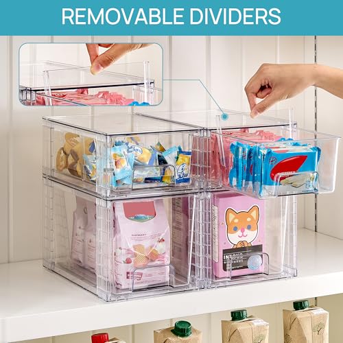 4 Pack Clear Stackable Plastic Storage Drawers X9093