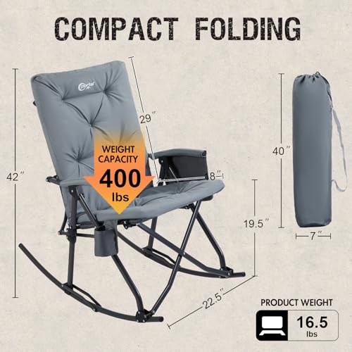 Oversized Folding Rocking Camping Chair with Carry Bag, Blue F723793