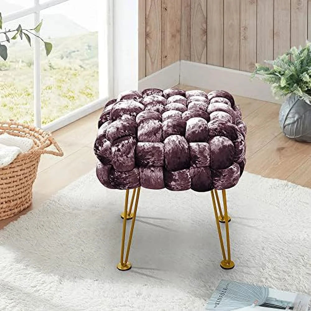 Black Soft Upholstered Ottoman Bench 16"x16"x16" F456