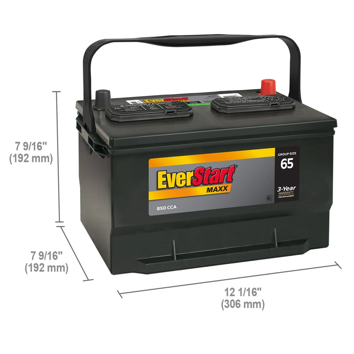 Lead Acid Automotive Battery Group Size 65 12 Volt 850 CCA I9300