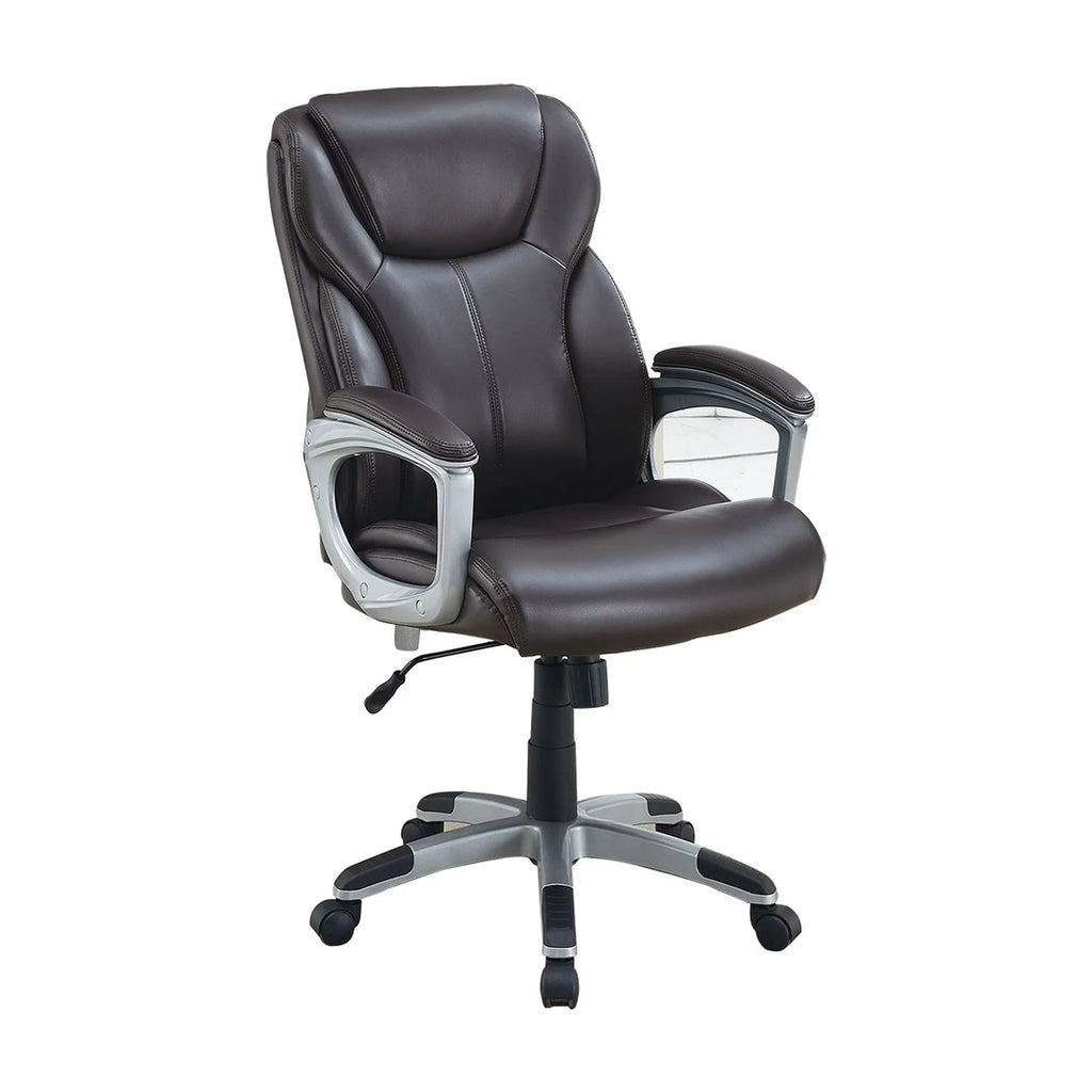 Brown Office Chair with Adjustable Height and Padded Armrests L5289