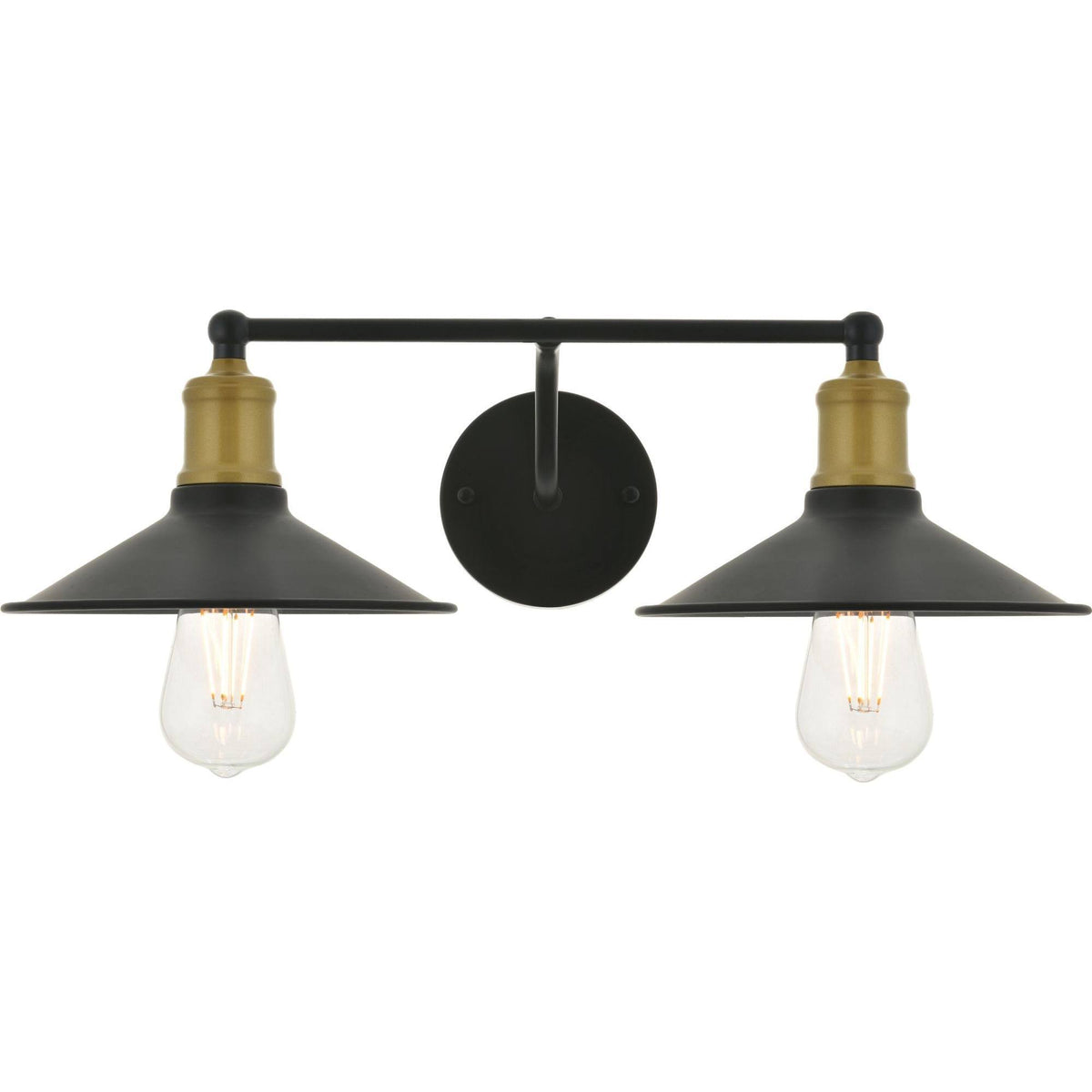 2 Light Brass and Black Wall Sconce V80647