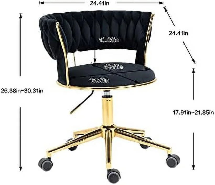 Velvet Height Adjustable Swivel Office Chair with Wheels H798