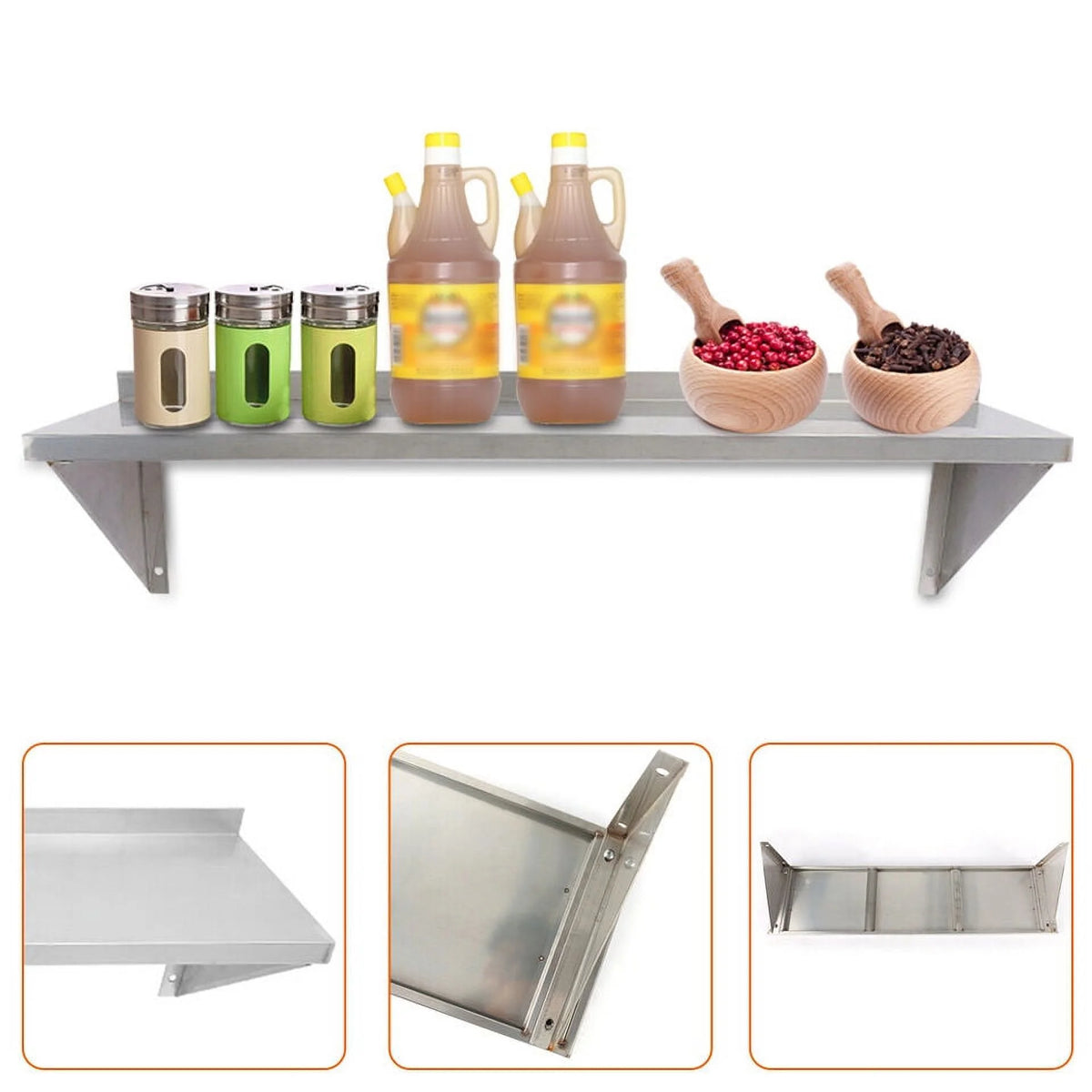 Stainless Steel 12'' x 36'' Kitchen Wall Shelf M982