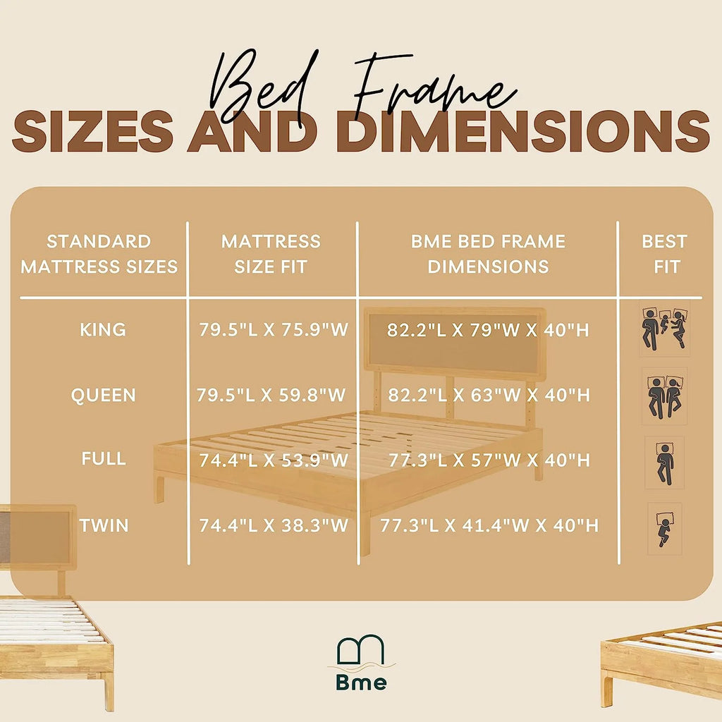 Twin Size Pine Wood Bed Frame with Adjustable Headboard V242