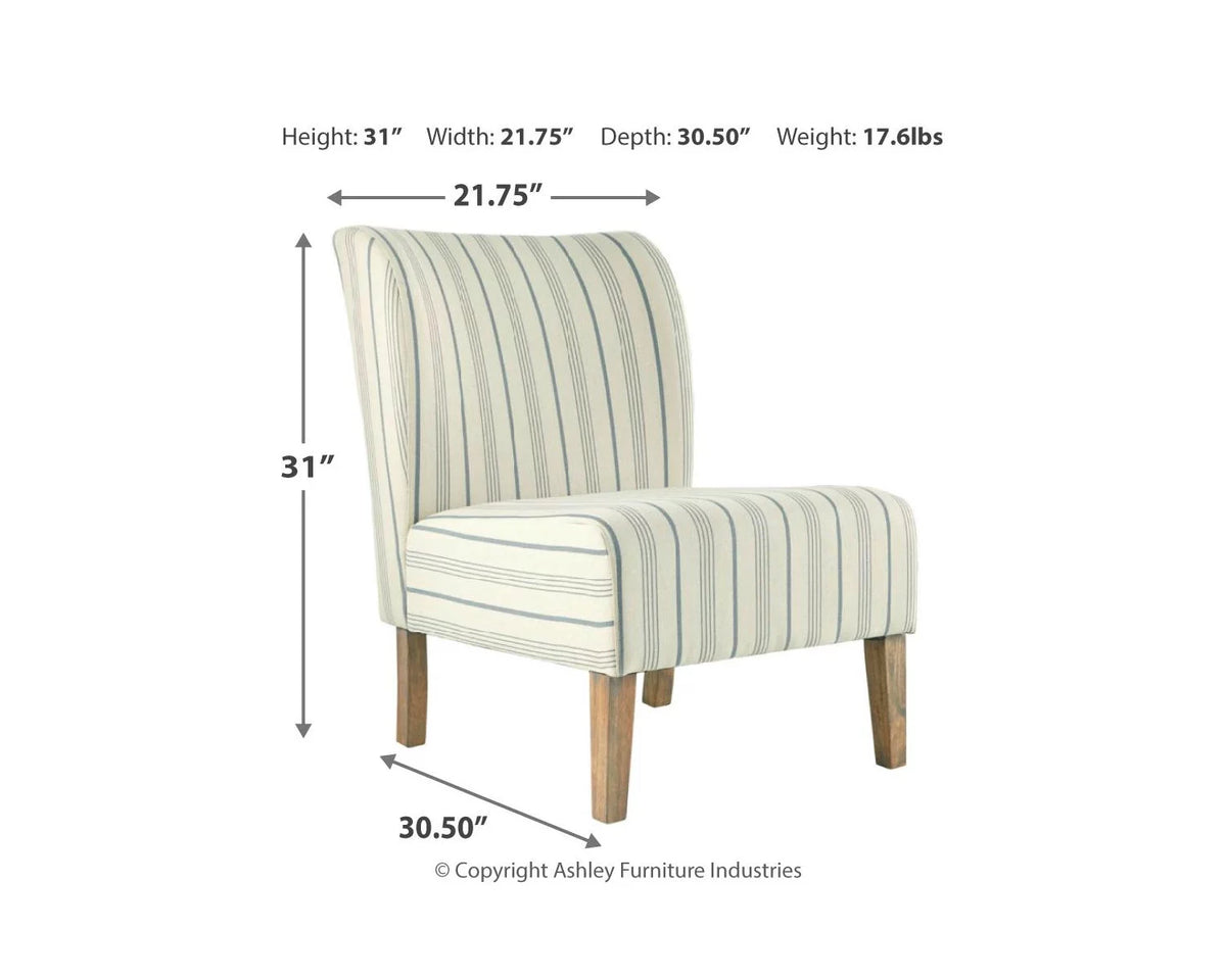 Cream with Blue Pinstripe Armless Accent Chair R62257