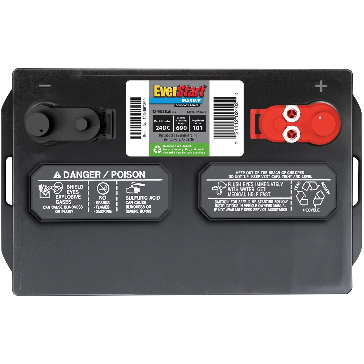 Lead Acid Marine & RV Deep Cycle Battery Group Size 24DC 12 Volt 690 MCA G7185