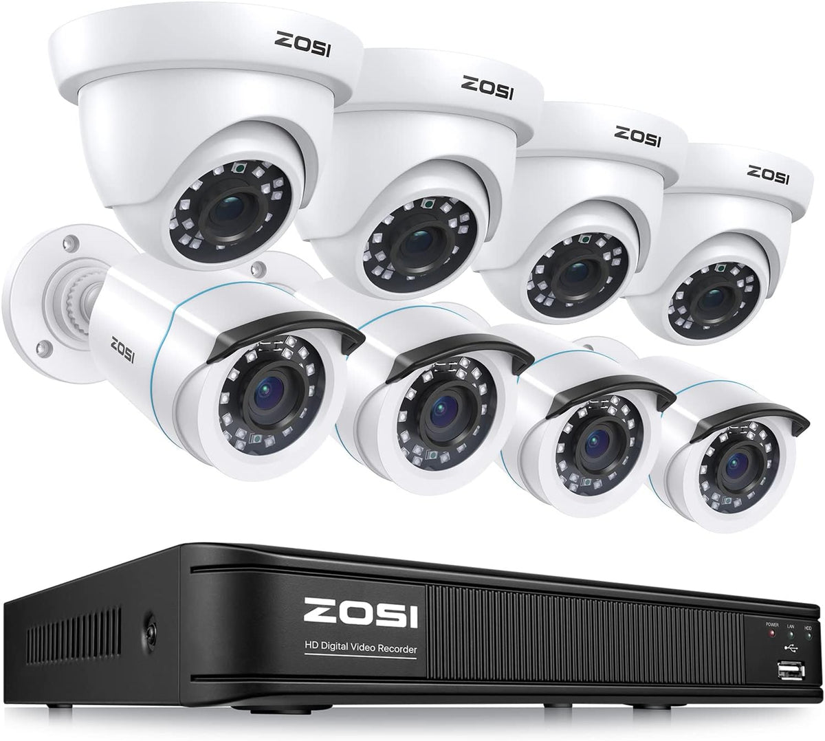 1080p 8 Channel Security Camera System with 8 Bullet Dome Cameras R237392