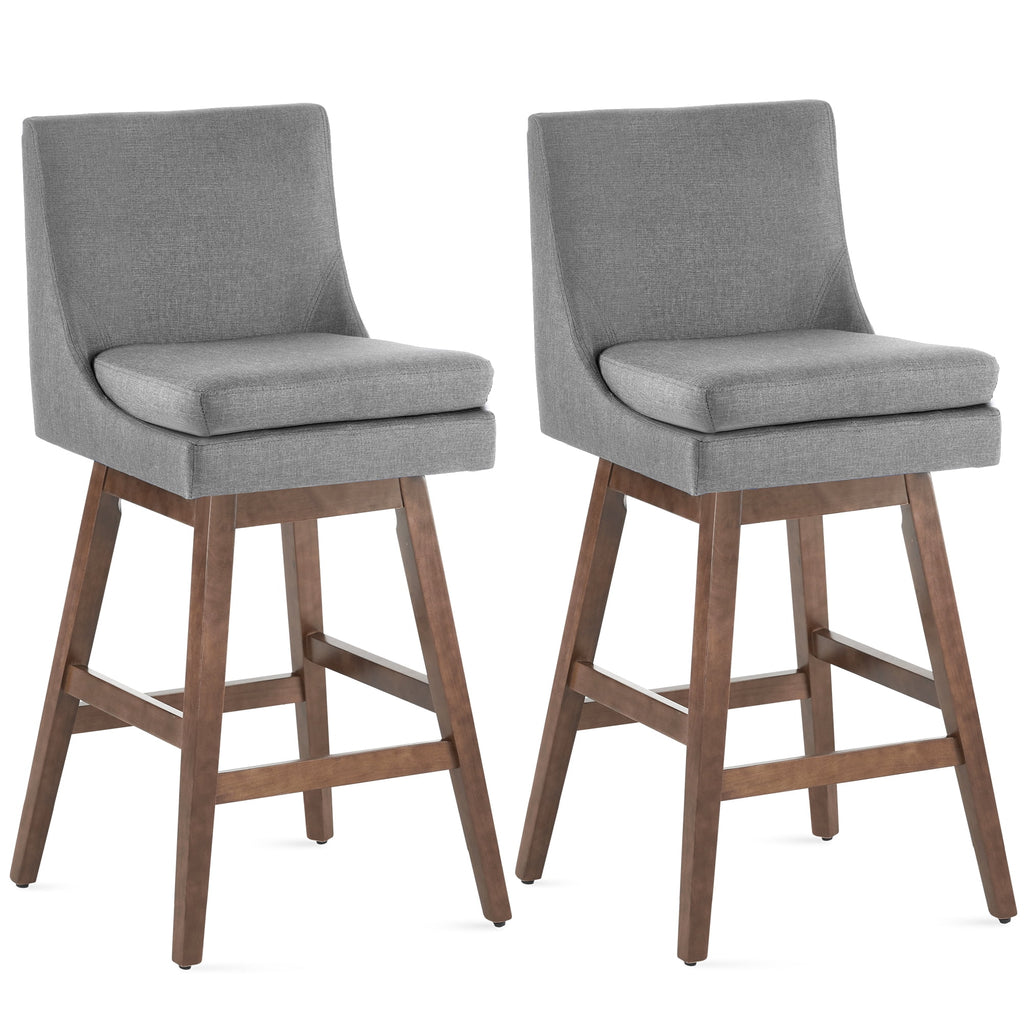 Light Gray Upholstered Swivel Bar Stools Set of 2 F99765