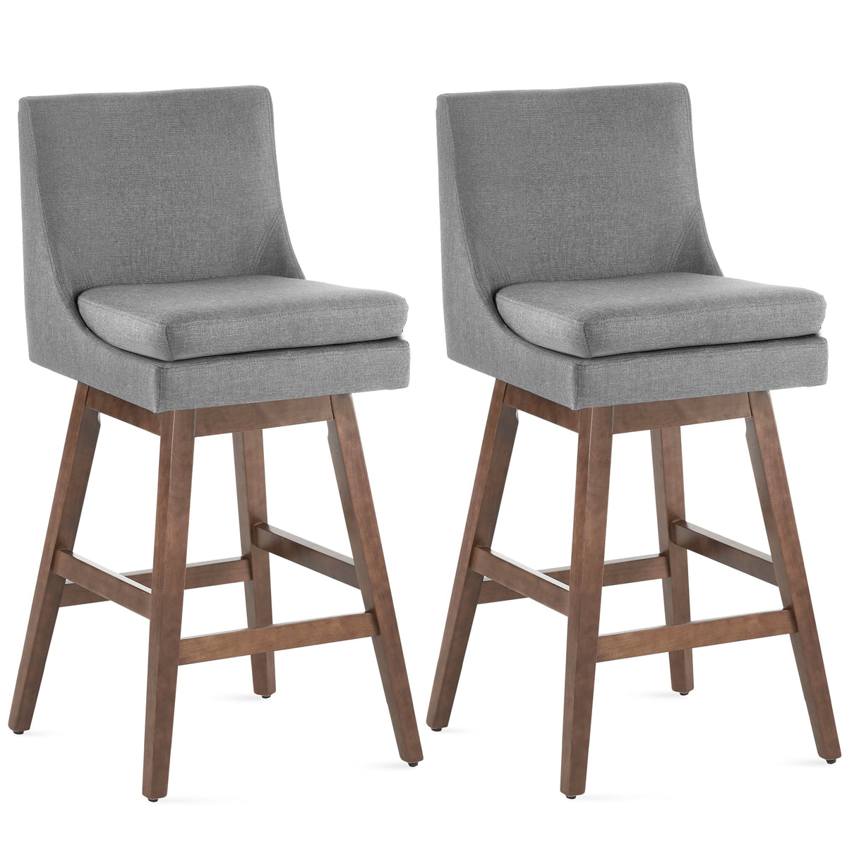 Light Gray Upholstered Swivel Bar Stools Set of 2 F99765