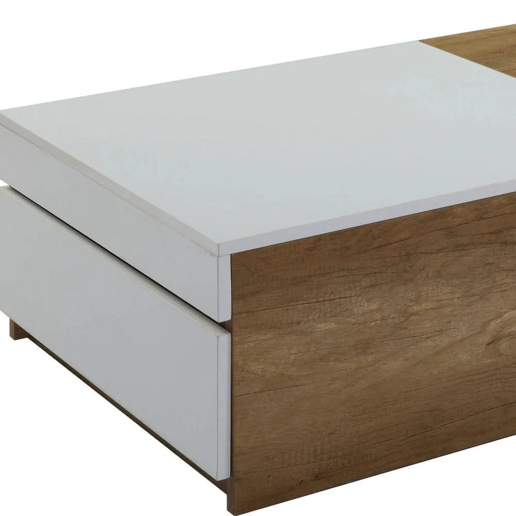 Oak White 2 Drawer Rectangular Coffee Table R715