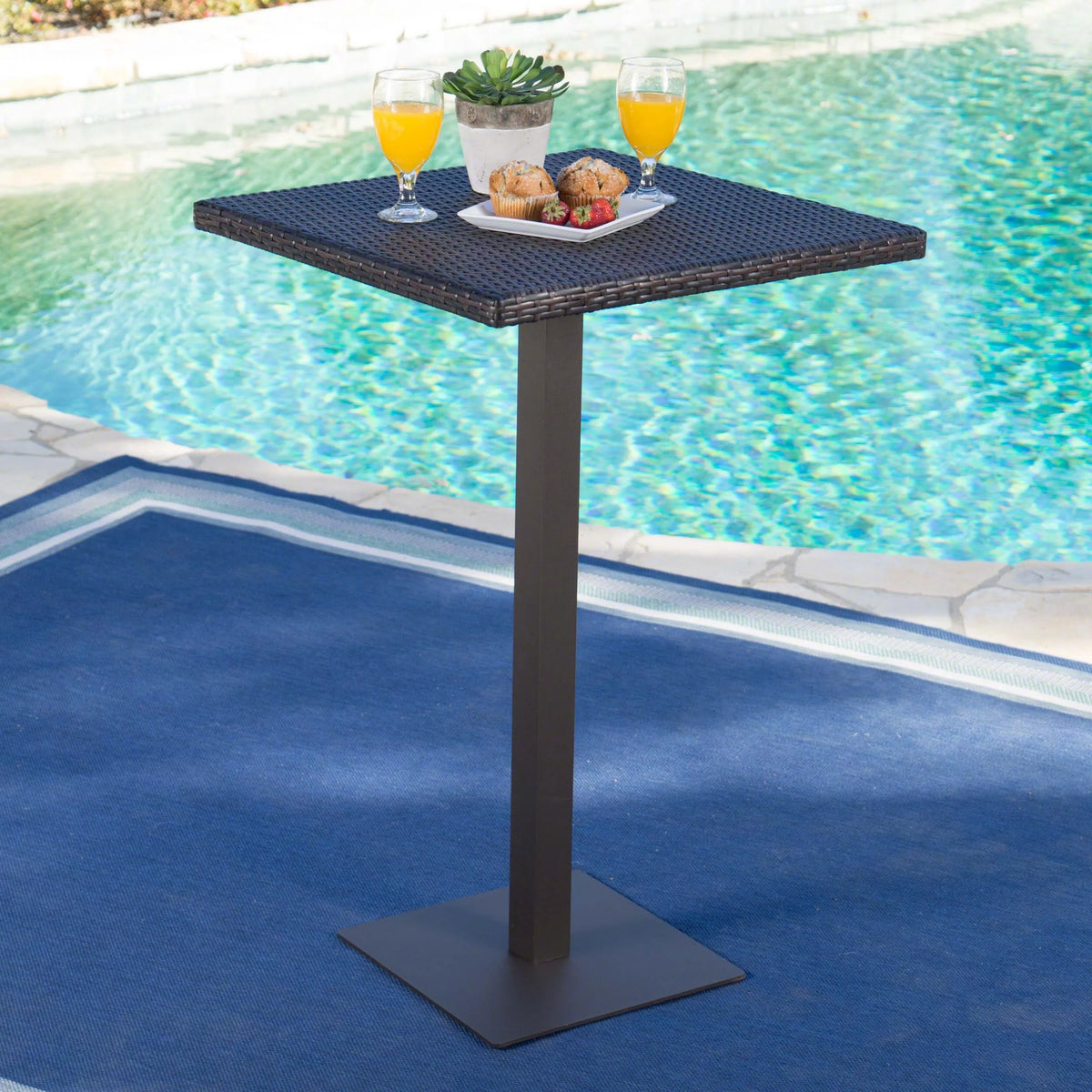 26 Inch Wicker Square Bar Table X248