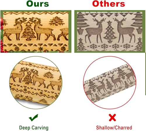 Wooden Embossed Rolling Pin with Snow Pattern N35664