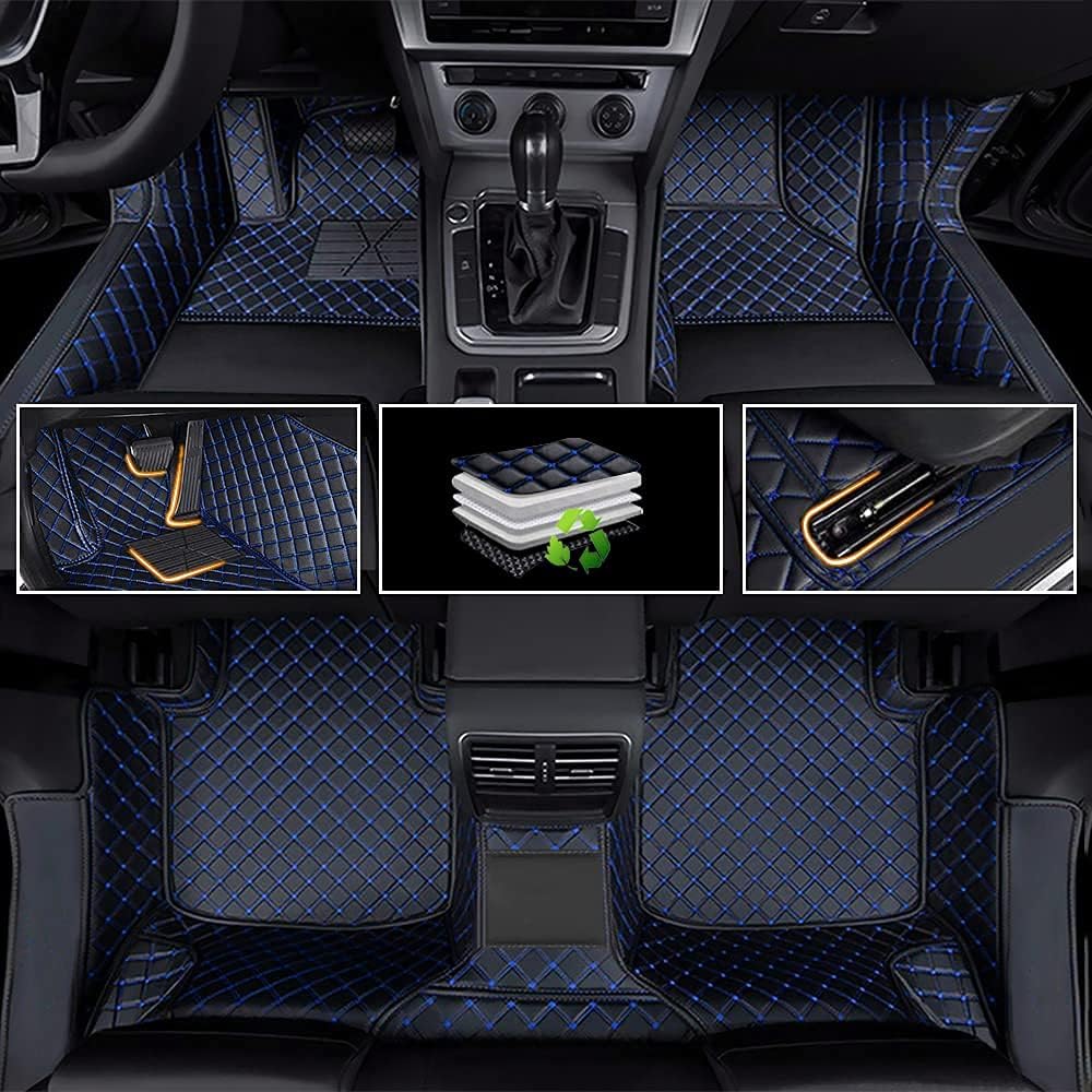 Car Floor Mats Luxury Leather Non-Slip Front & Rear All Weather Red Z11233