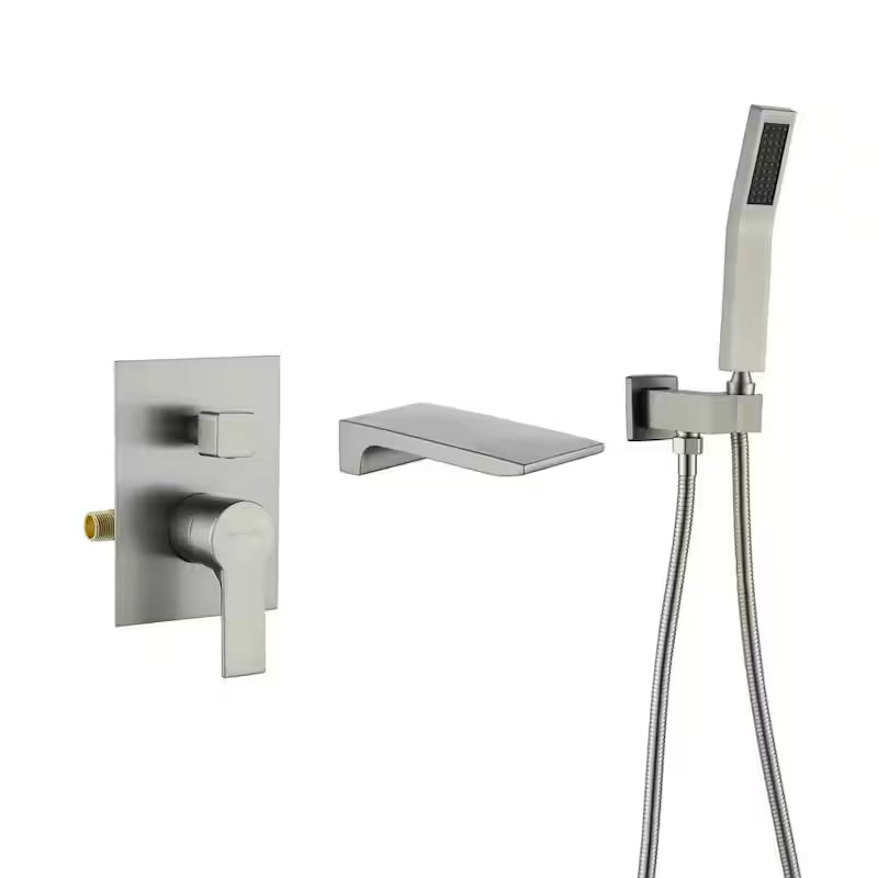 Wall Mount Roman Tub Faucet with Hand Shower Brushed Nickel C719068