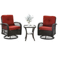 3 Pieces Wicker Patio Furniture Set with Swivel Glider Rocker and Table P798391