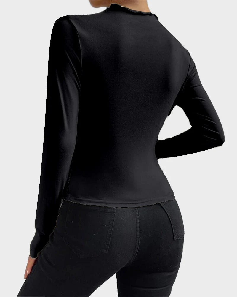 Slim Fit Ruched High-Neck T-Shirt Top V61120