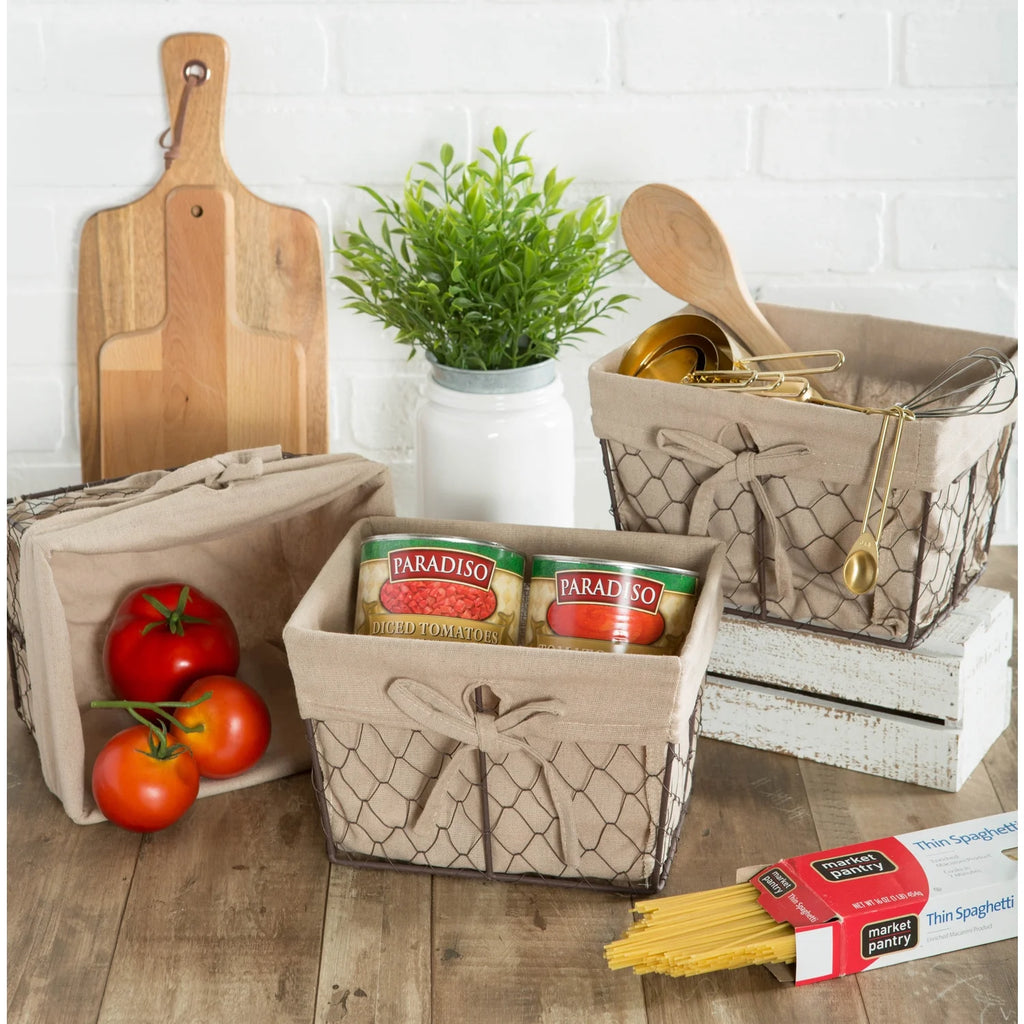 Vintage Chicken Wire Basket Set of 3 O74755