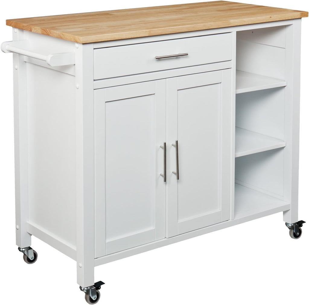 Rolling Kitchen Cart Island with Cabinet D60165