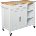 Rolling Kitchen Cart Island with Cabinet D60165