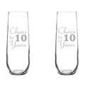 Set of 2 Stemless Glass Champagne Flutes 8.5 oz T414733