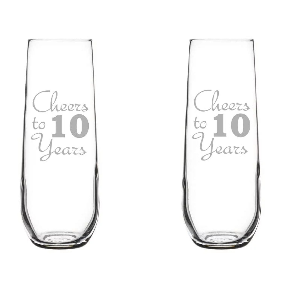 Set of 2 Stemless Glass Champagne Flutes 8.5 oz T414733