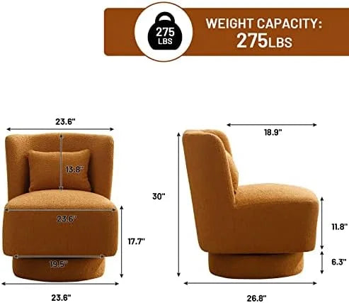 Swivel Barrel Boucle Chair with Pillow R37818