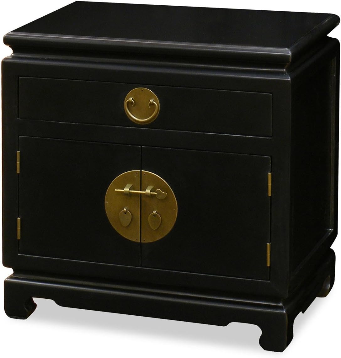 Chinese Elmwood End Cabinet with Brass Hardware A8331