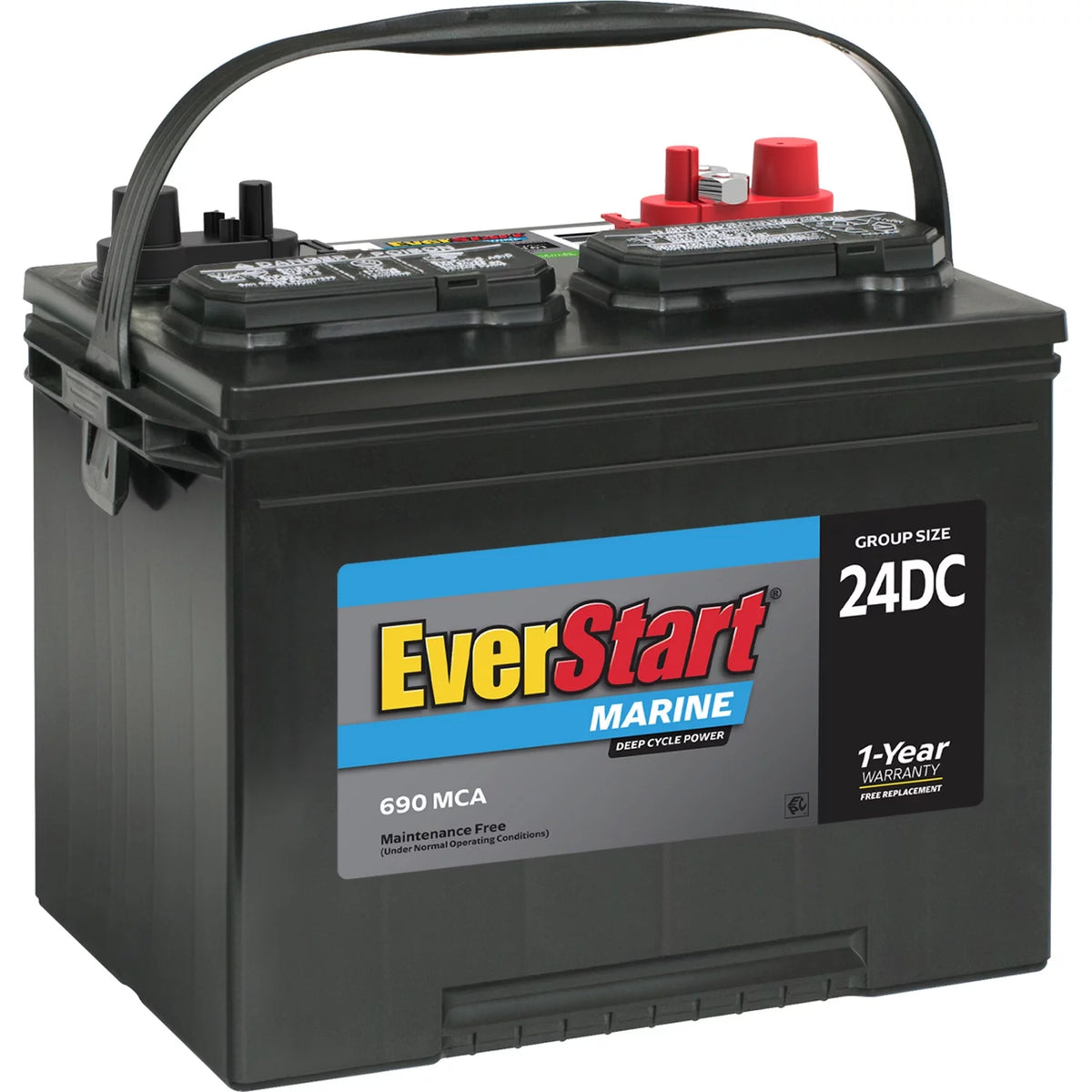Lead Acid Marine & RV Deep Cycle Battery Group Size 24DC 12 Volt 690 MCA G7185