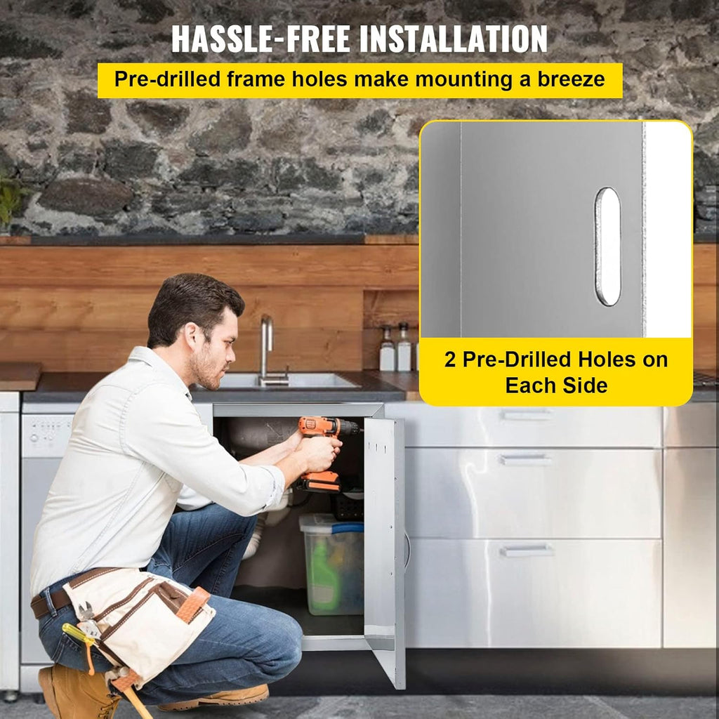 Double BBQ Access Door 33''Wx23''H Brushed 304 Stainless Steel X263