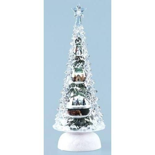 11.5x22 Pre-Lit Clear and White LED Christmas Tree Tabletop Decoration Y89703