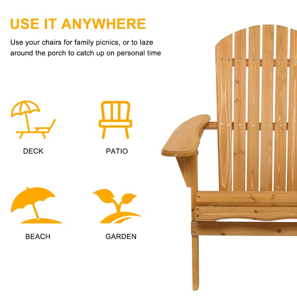 Yellow Wooden Folding Adirondack Chairs W579449