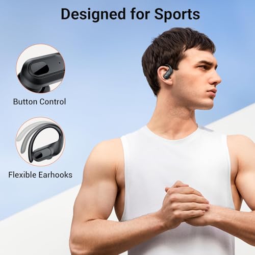 Wireless Earbuds Bluetooth Headphones with Earhooks ENC Mics Black M266