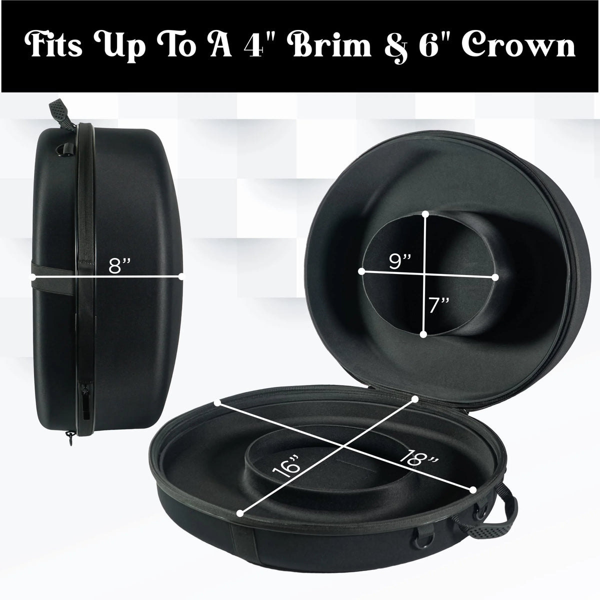 Cowboy Hat Travel Box Large Wide Brim Fedora Case Universal Size Hat Carrier P9386