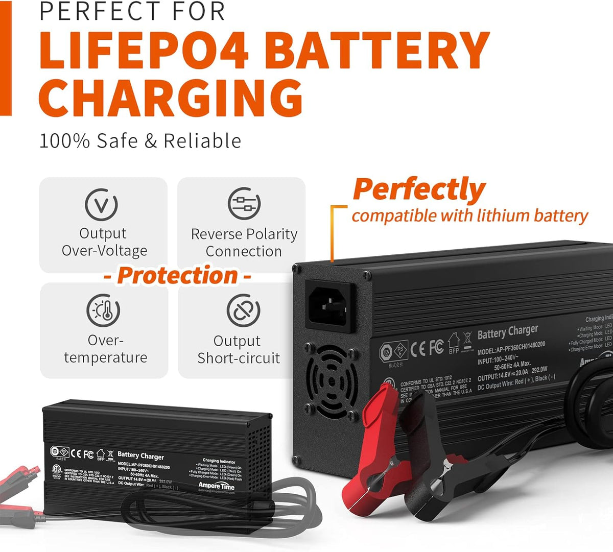12V 300Ah LiFePO4 Battery with 20A Charger D616144