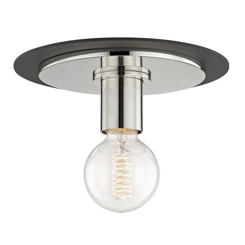 1 Light Large Flush Mount Aged Brass/Black V59887