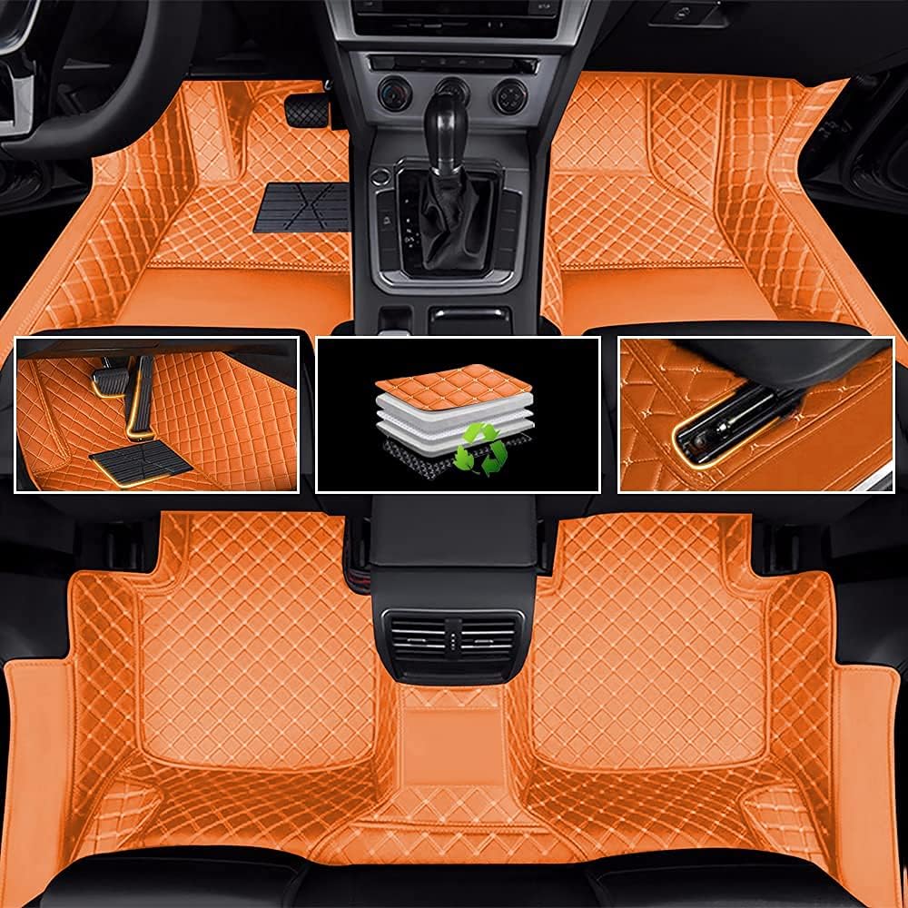 Car Floor Mats Luxury Leather Non-Slip Front & Rear All Weather Red Z11233