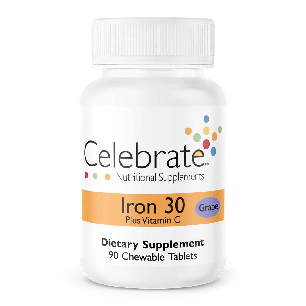 Iron with Vitamin C Chewables, 30 mg, Grape, 90 Count Q90258