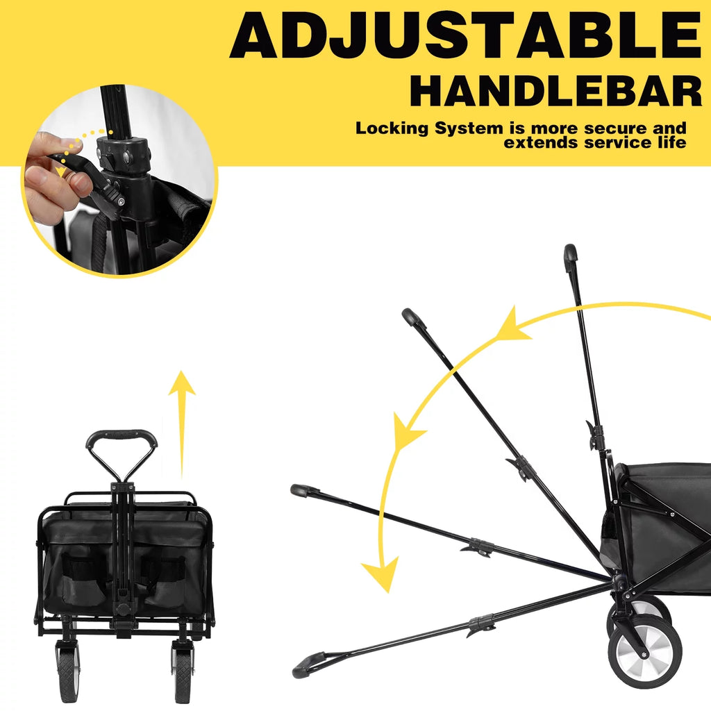 Folding Wagon Cart with Wheels, Black E636