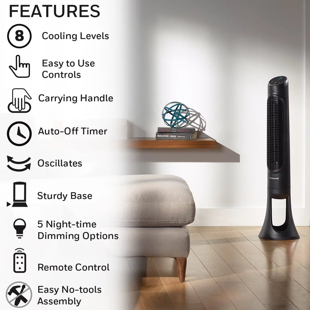 Black Oscillating Electric Tower Stand Fan Q338762